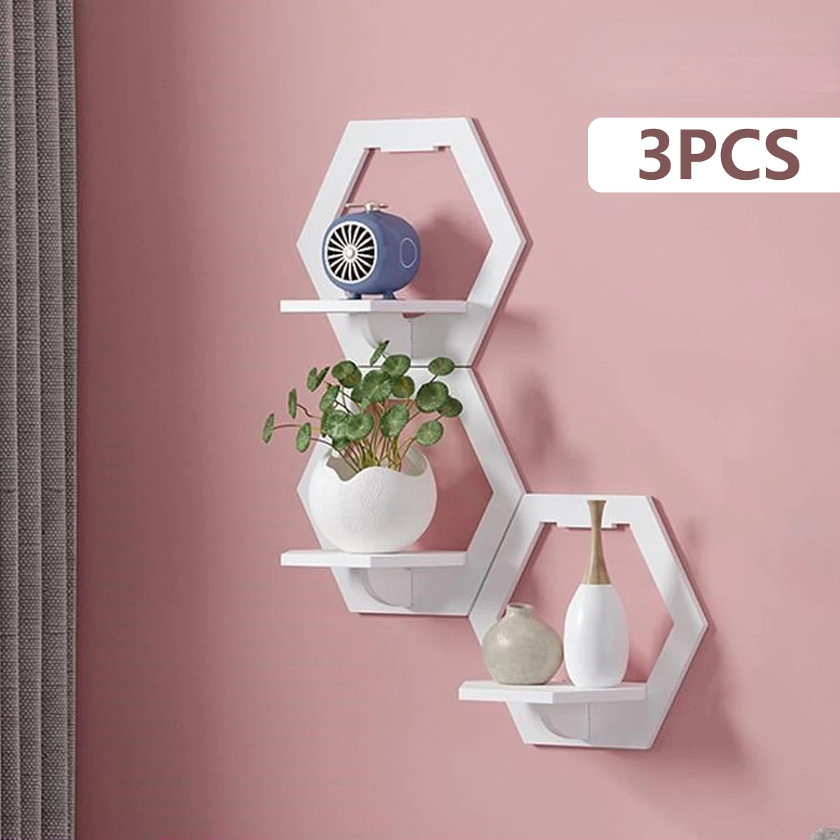 3Pcs Hexagon Wall Shelf Punch  - Flower Wall Panel review and price
