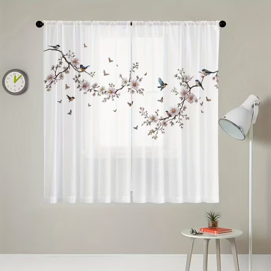 2PCS Digital Print Sheer Curta - Flower Wall Panel review and price